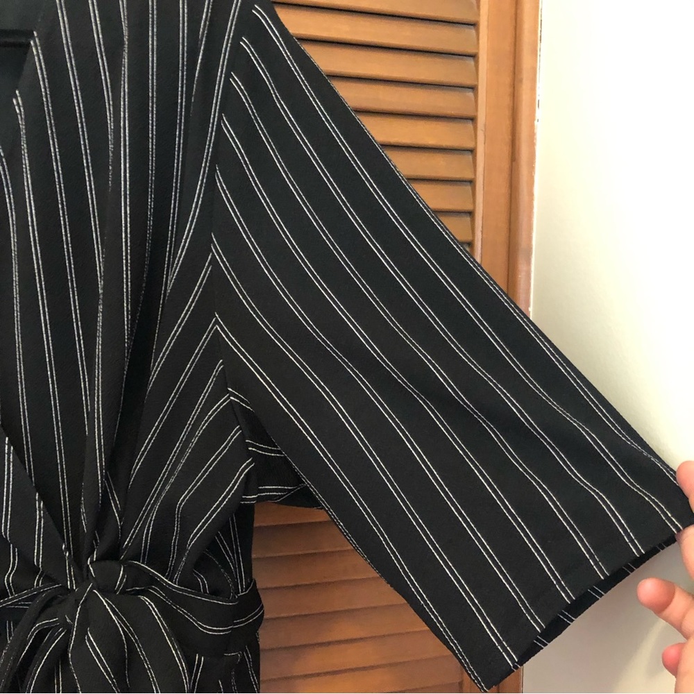 Kiyonna Harmony faux wrap dress black white stripes 4X plus size - Picture 5 of 12